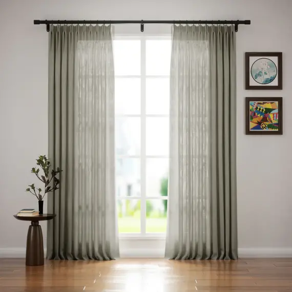 Canvas Linen Blackout Curtains Heavyweight Elegant Custom Drapes | Pleated